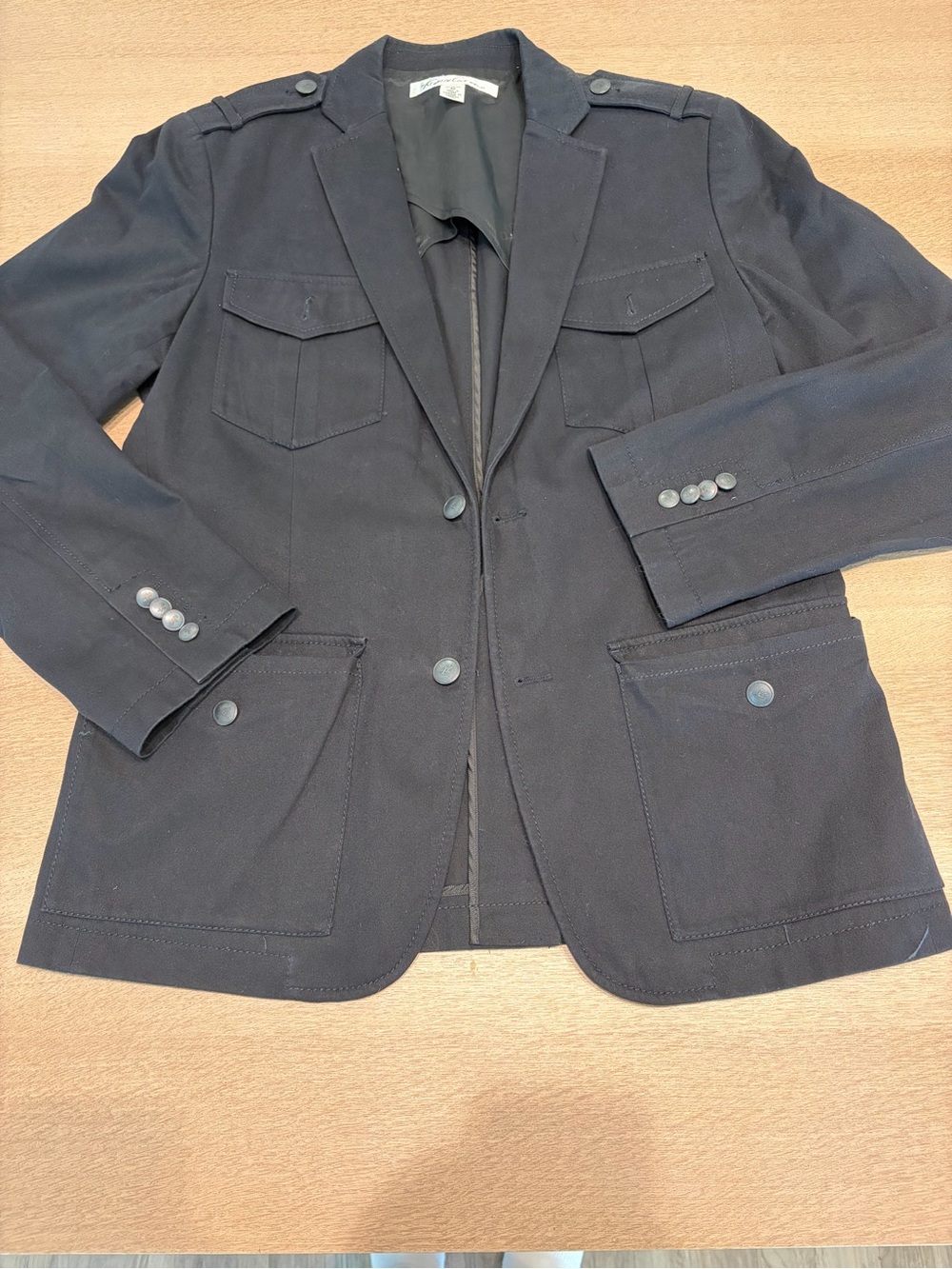 100% Kenneth Cole New York Black Military-Style Blazer Jacket